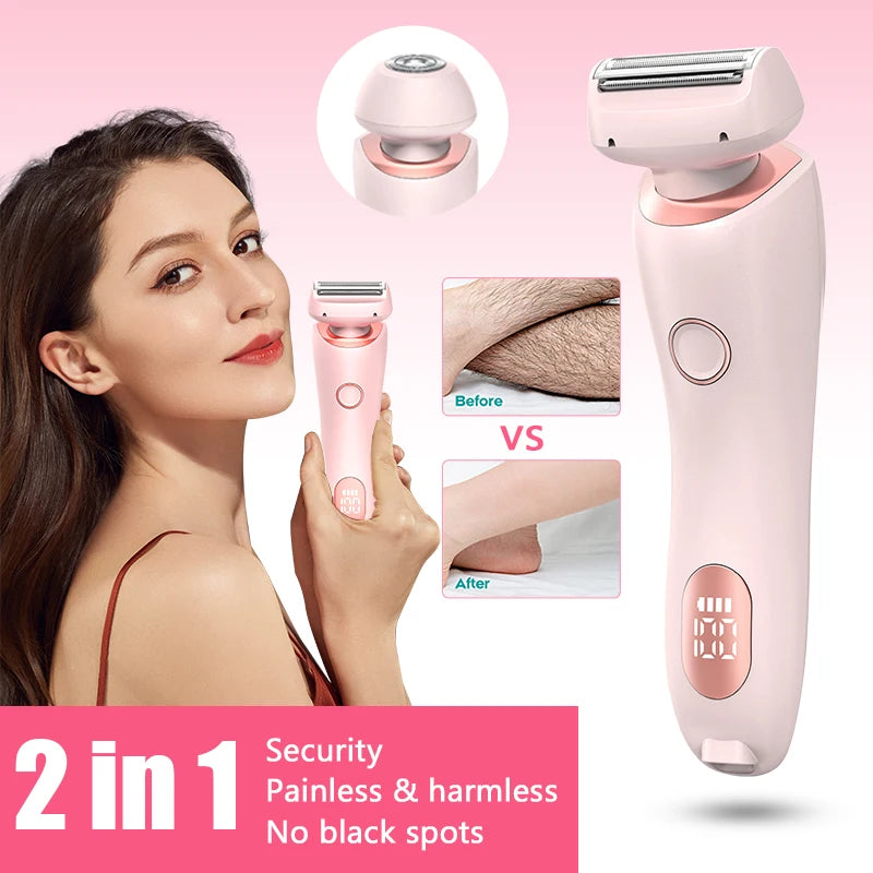 2-in-1 Waterproof Electric Epilator & Shaver | Rechargeable Hair Remover for Face & Body