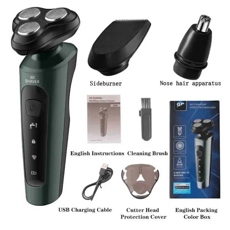 Waterproof Electric Shaver for Men | Wet & Dry, Rechargeable Rotary Razor