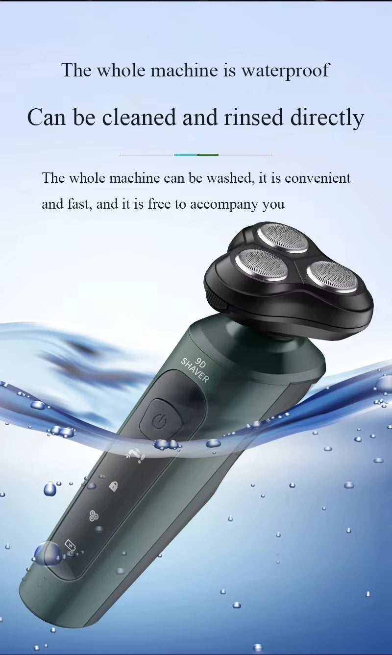 Waterproof Electric Shaver for Men | Wet & Dry, Rechargeable Rotary Razor